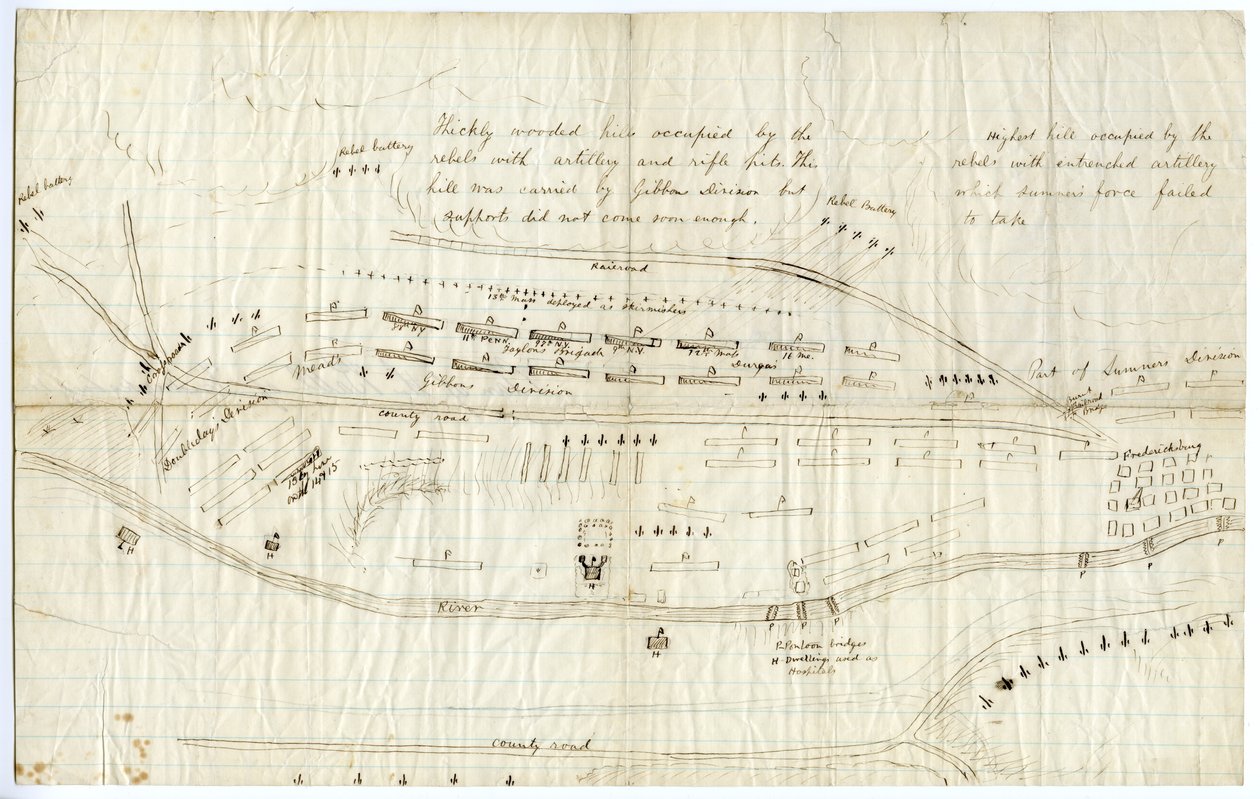 Mapa de Fredericksburg, c.Diciembre 1862 de George Bush