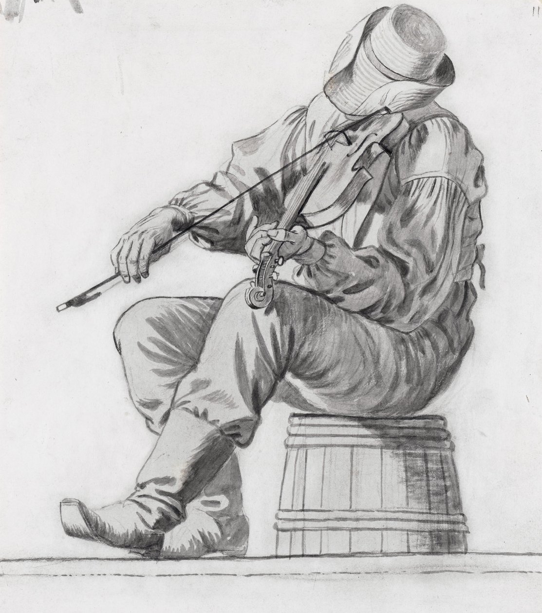 Violinista (estudio para Los alegres barqueros) (recto) de George Caleb Bingham