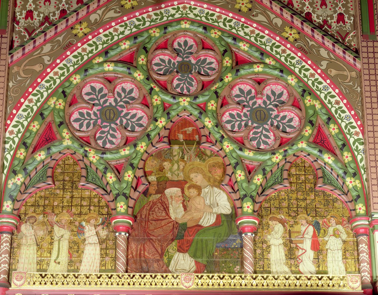 Adoración de los Magos, retablo, según diseños de William Morris y Sir Edward Burne-Jones, 1861-62 de George Campfield