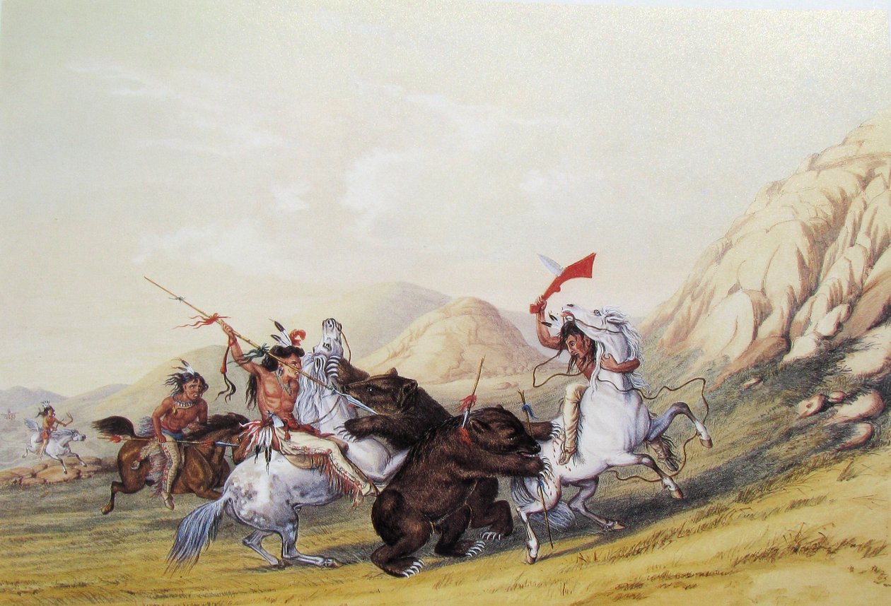 Atacando al oso grizzly -- no. 19 de George Catlin