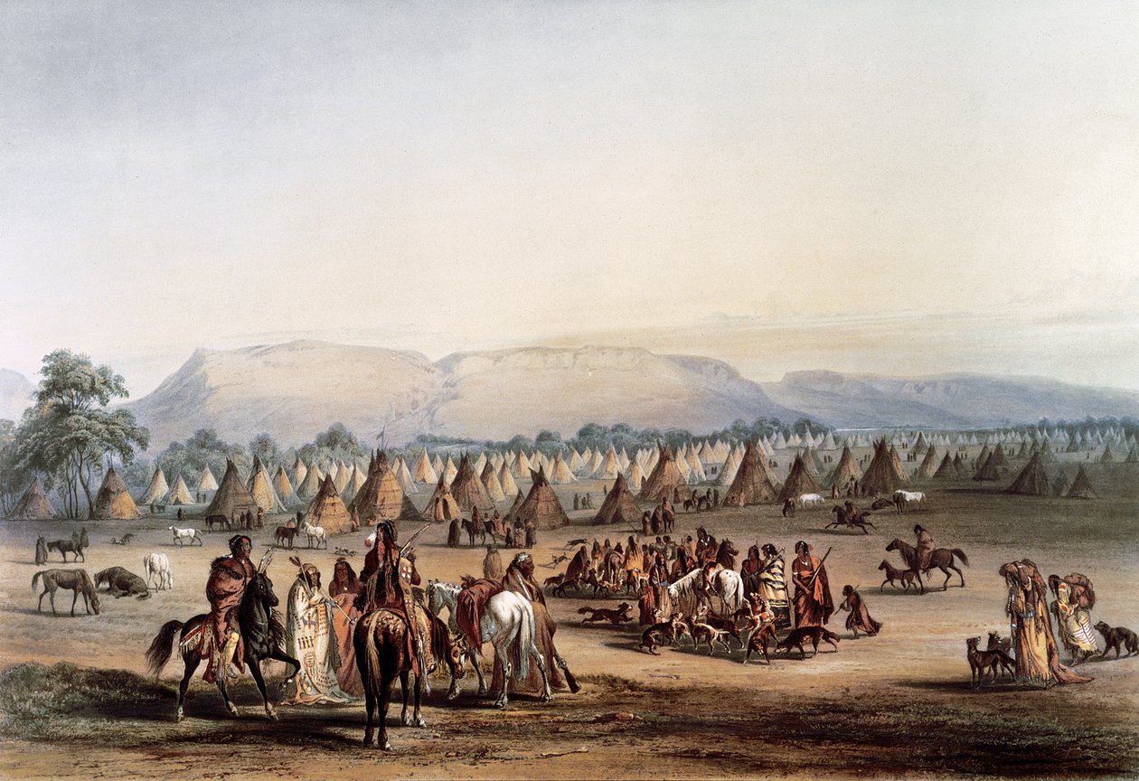 Campamento de los indios Piekann de George Catlin
