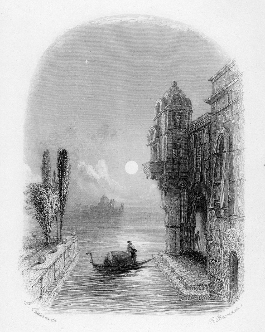 Escena Nocturna en Venecia, grabado por Robert Brandard, 1846 de George Cattermole