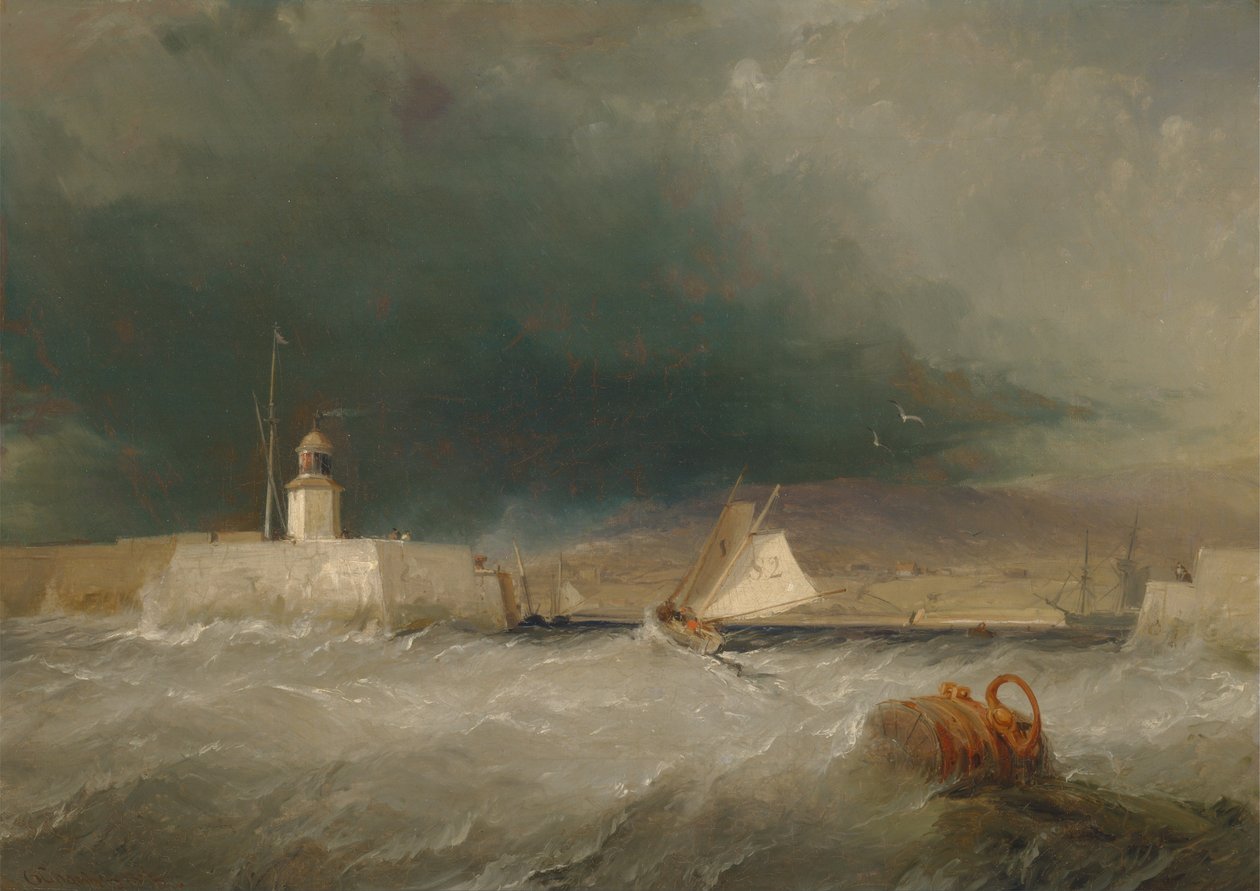 Puerto en un día tormentoso de George the Elder Chambers