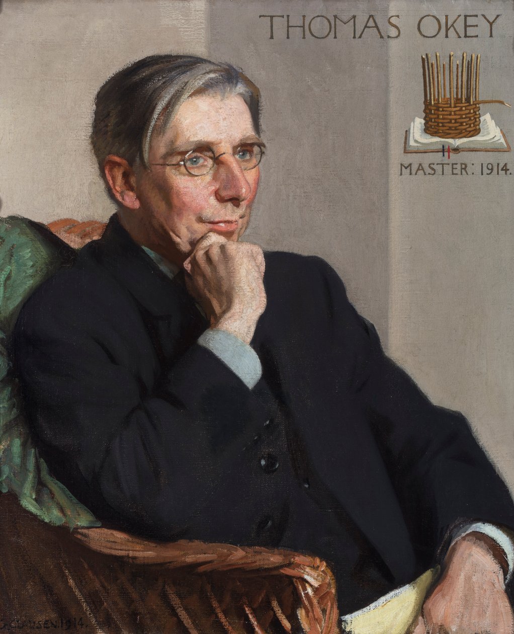 Retrato de Thomas Okey, Maestro del Gremio de Trabajadores del Arte, 1914 de George Clausen
