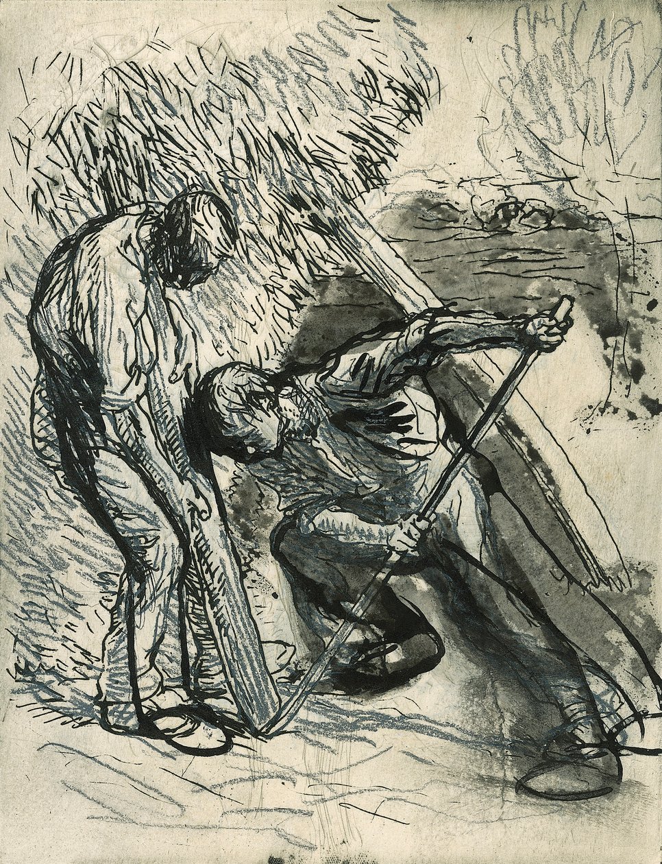 Apuntalando el pajar, c.1900 de George Clausen