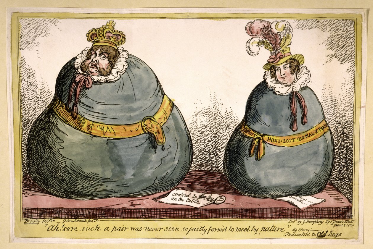 ¡Ah! Seguro que nunca se vio una pareja tan justa para encontrarse por naturaleza, pub. 1820 de George Cruikshank