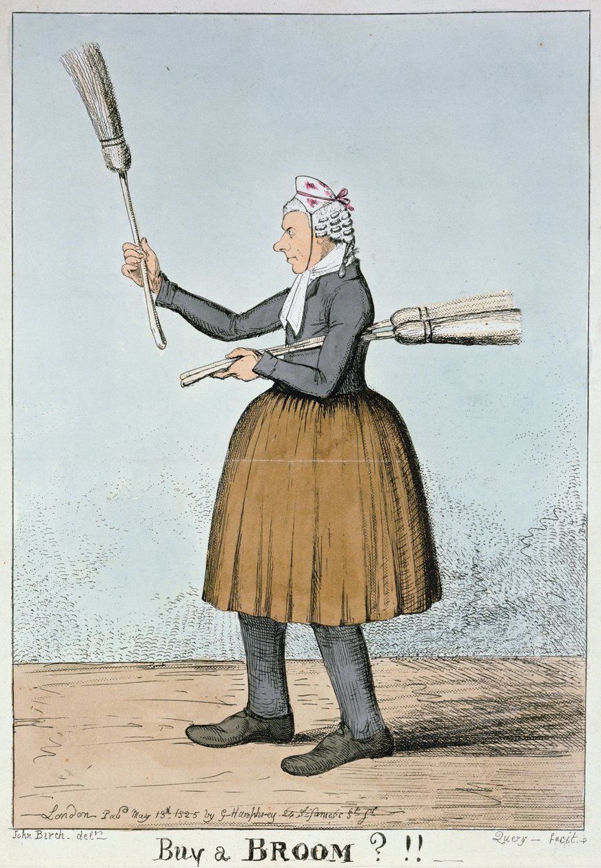 ¡Compra una escoba!, 1825 (grabado en color) de George Cruikshank