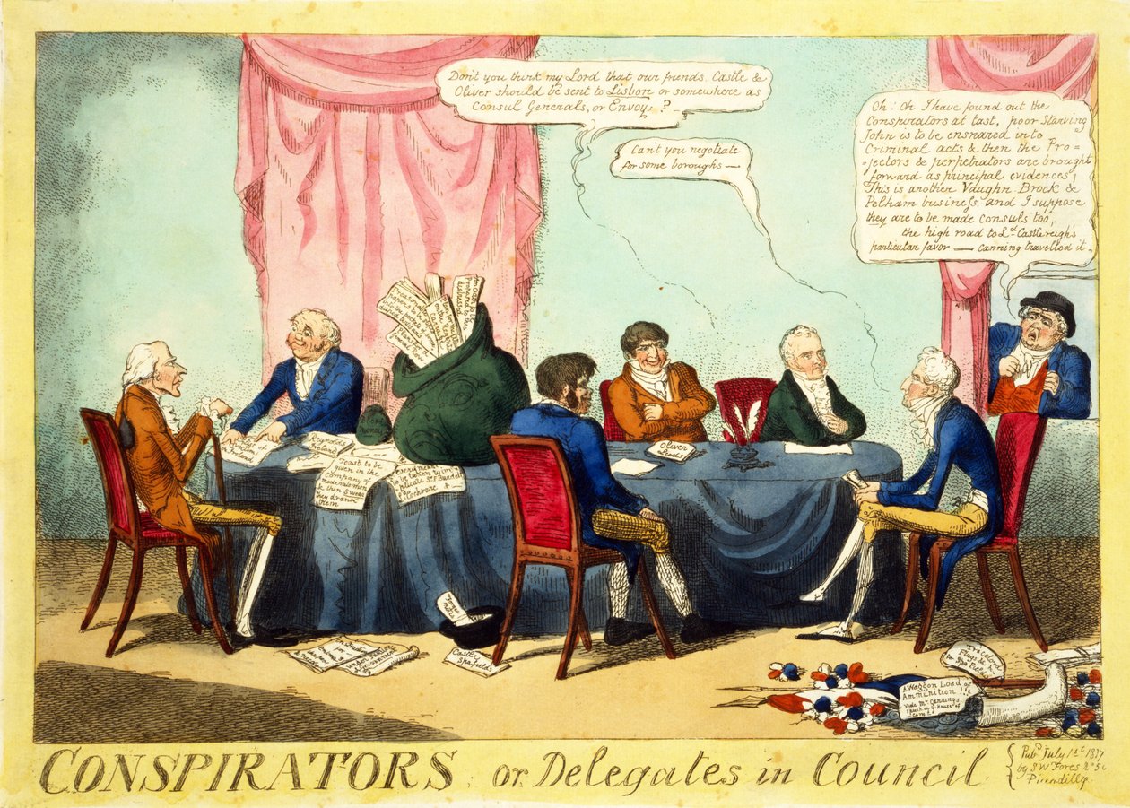 Conspiradores o delegados en consejo, 1817 de George Cruikshank