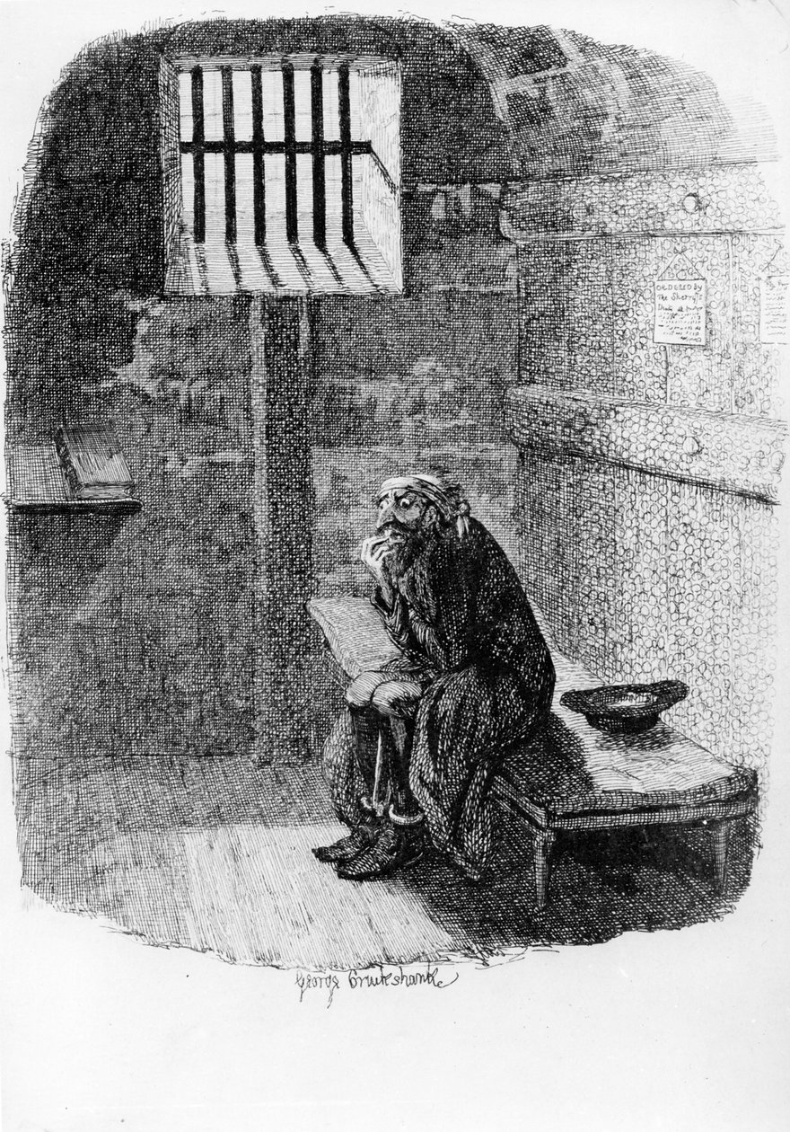 Fagin en la celda condenada, ilustración de 