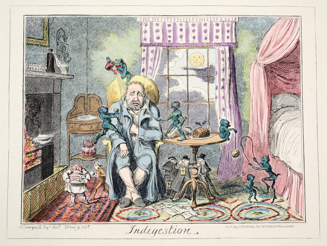 Indigestión, 1835 de George Cruikshank