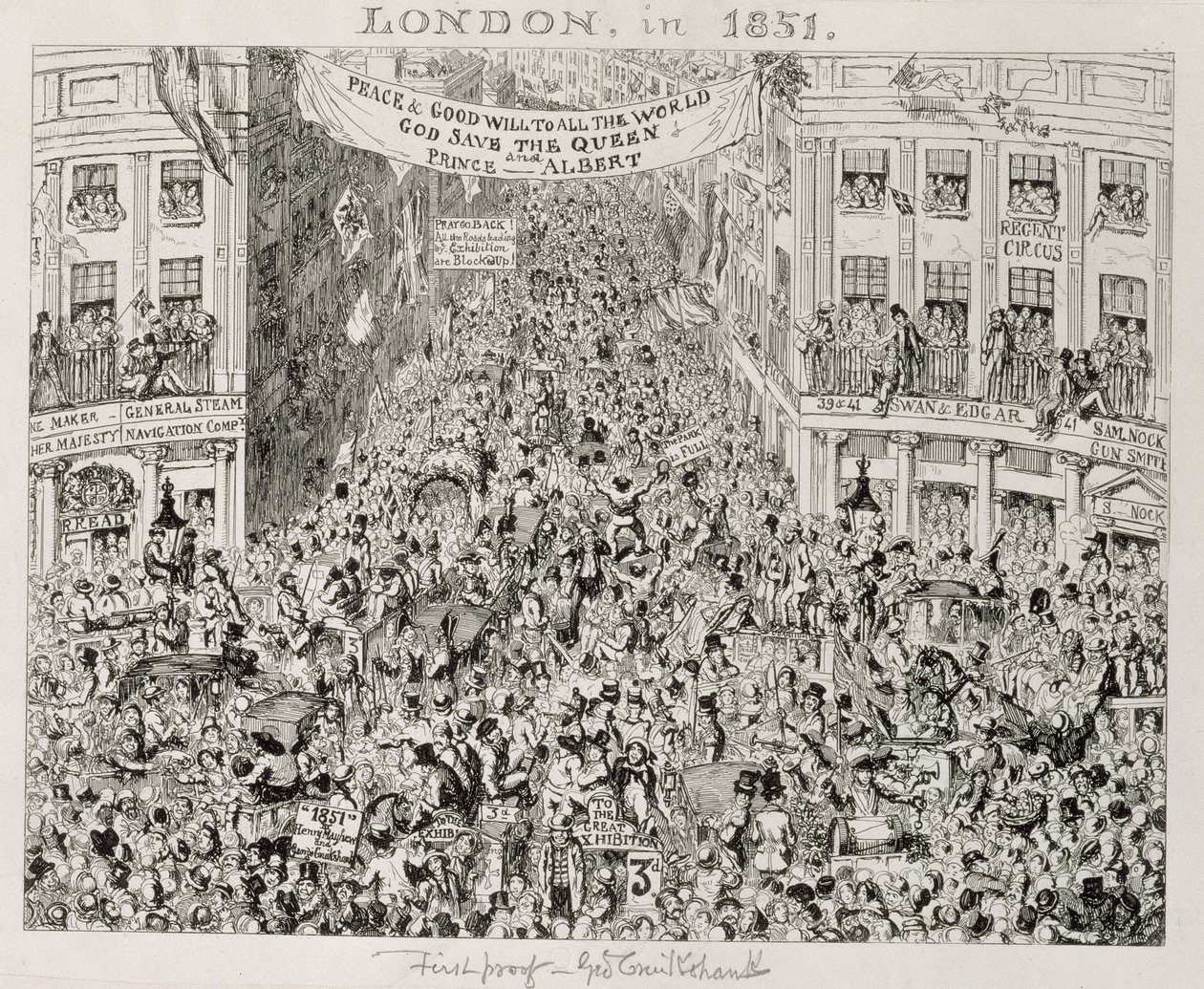 Piccadilly durante la Gran Exposición, 1851 de George Cruikshank