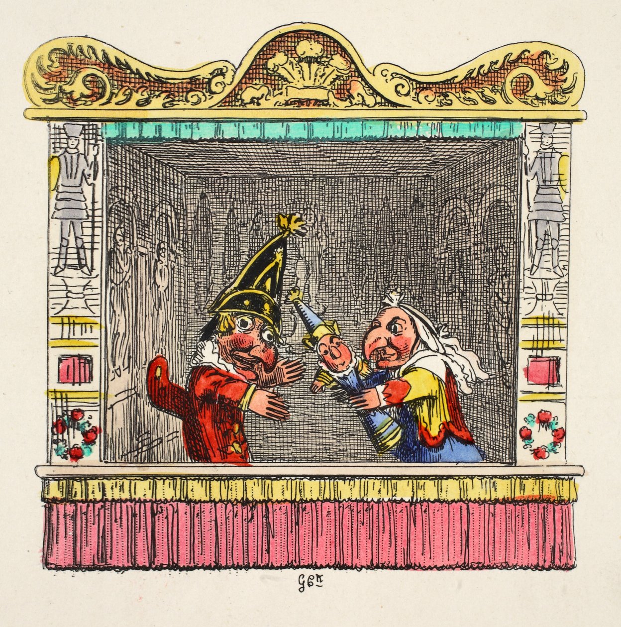 Punch y Judy con el niño de 