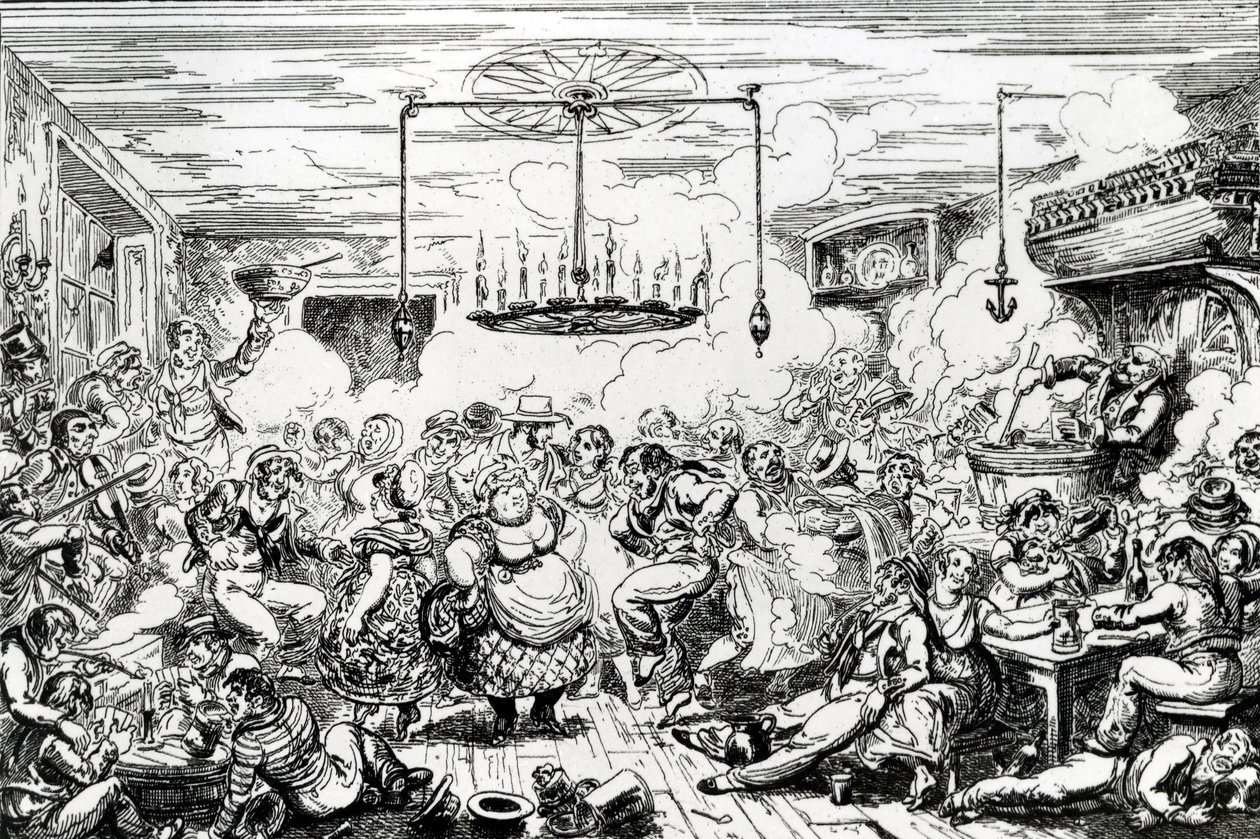 Marineros de juerga, o una ojeada en la Sala Larga, 1825 de George Cruikshank
