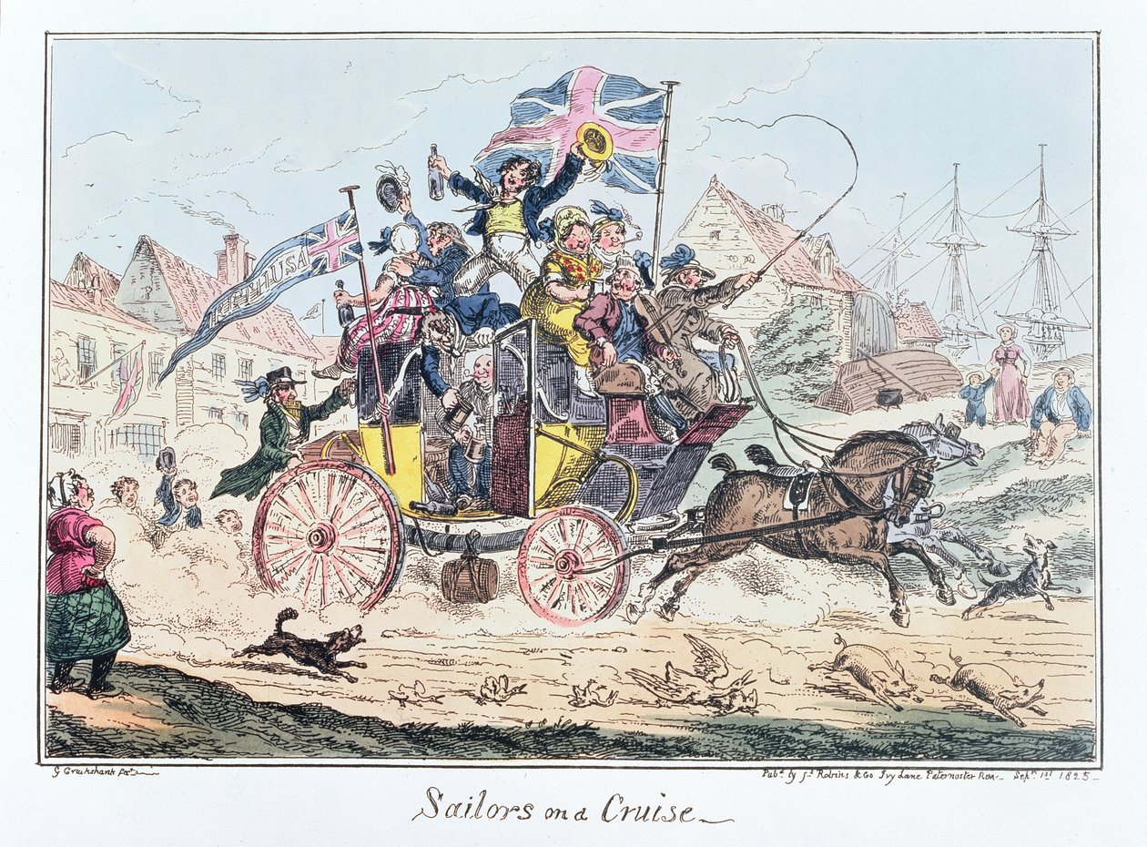 Marineros en un crucero, publicado por James Robins, 1 de septiembre de 1825 de George Cruikshank