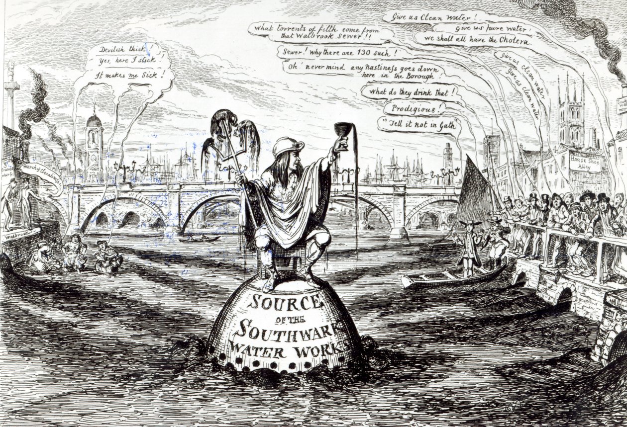 Caricatura satírica sobre la Compañía de Agua de Southwark, 1832 de George Cruikshank