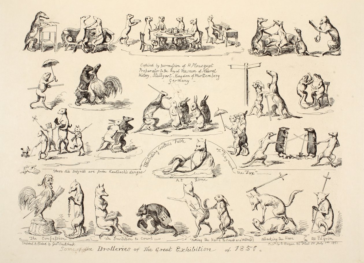 Algunas de las bufonadas de la Gran Exposición, pub. 1851 de George Cruikshank