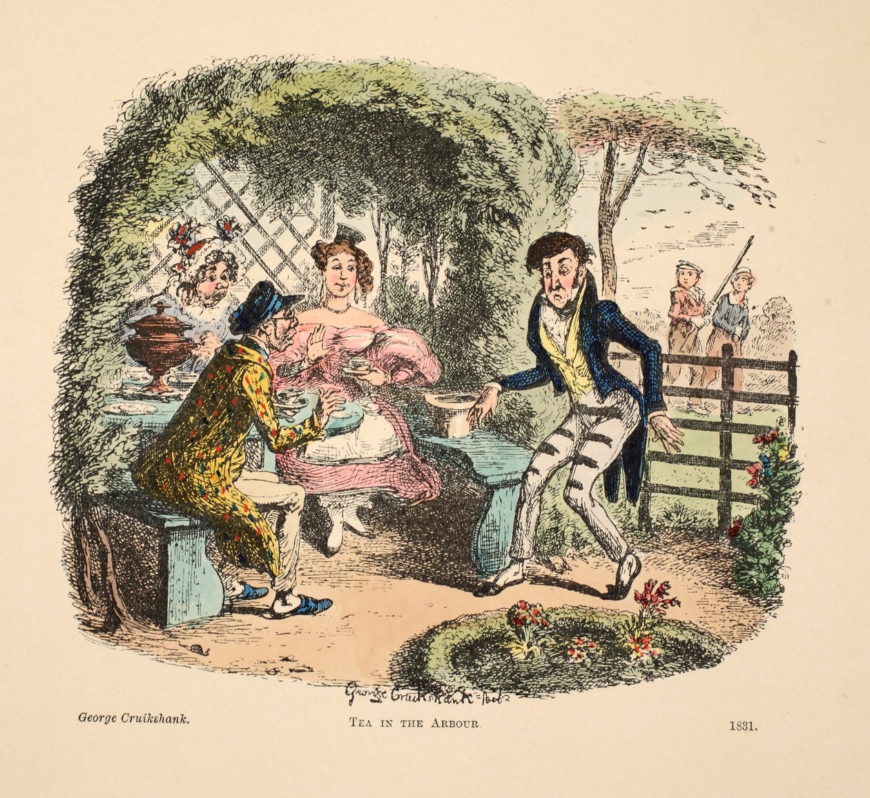 Té en el Cenador, pub. 1831 de George Cruikshank