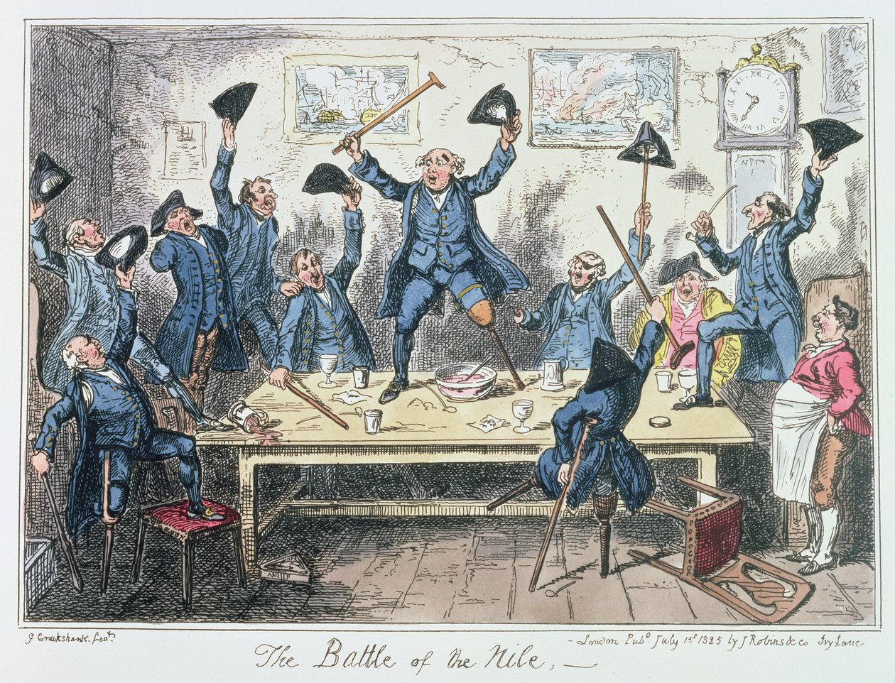 La batalla del Nilo, publicada por James Robins y Co., 1 de julio de 1825 de George Cruikshank