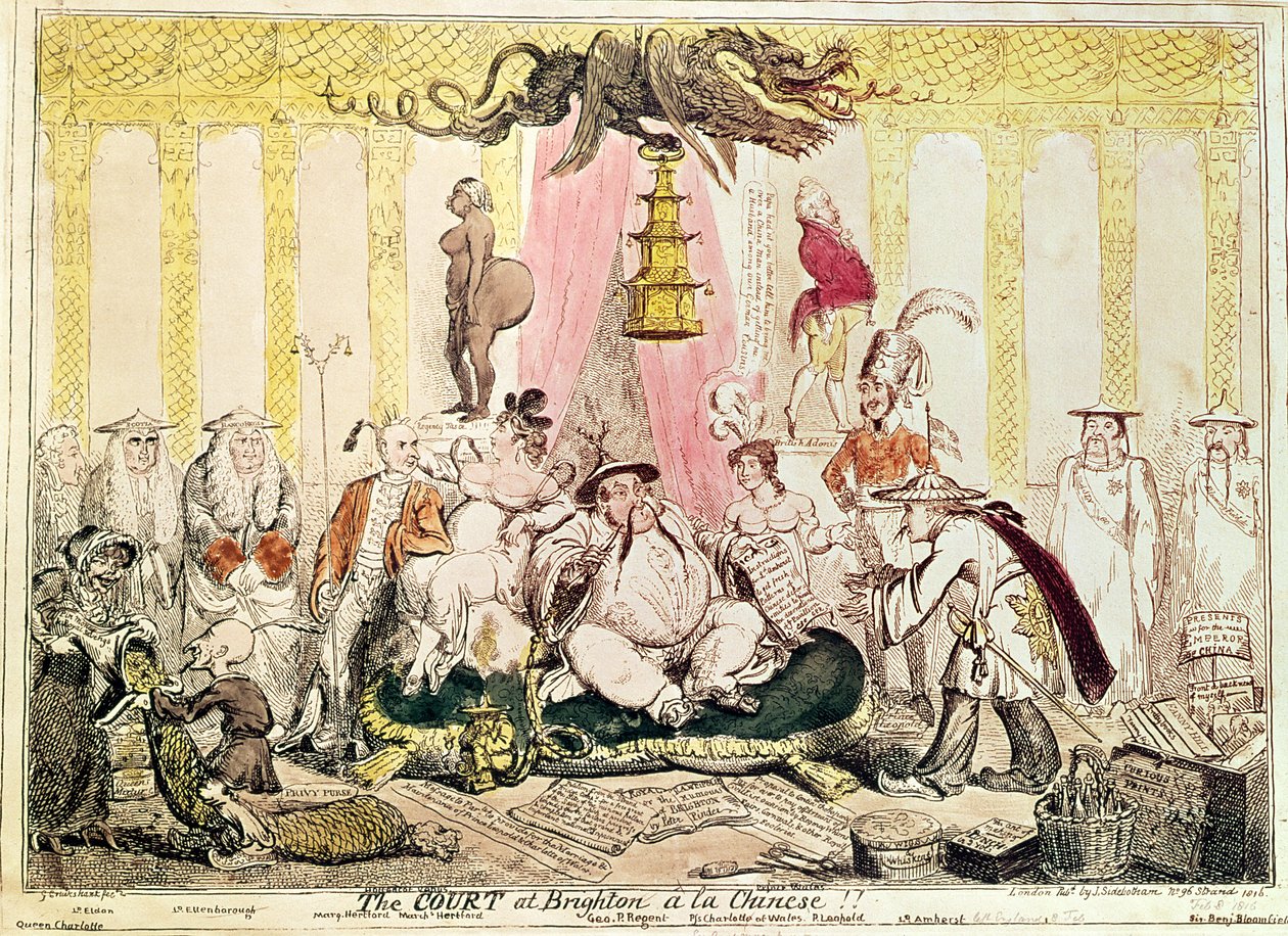 La corte en Brighton a la china, 1816 de George Cruikshank