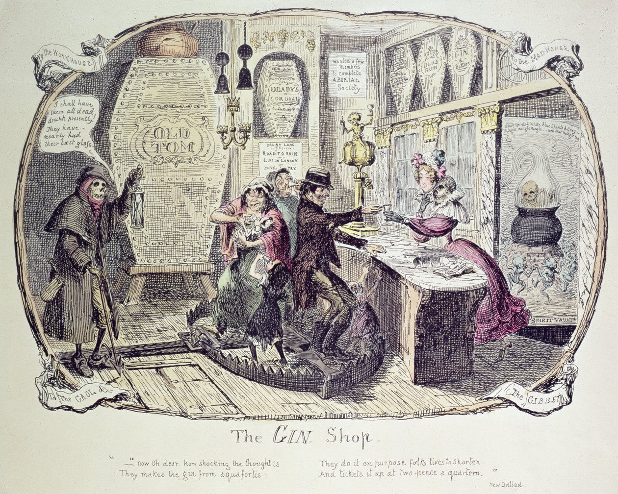 La tienda de ginebra, 1829 de George Cruikshank