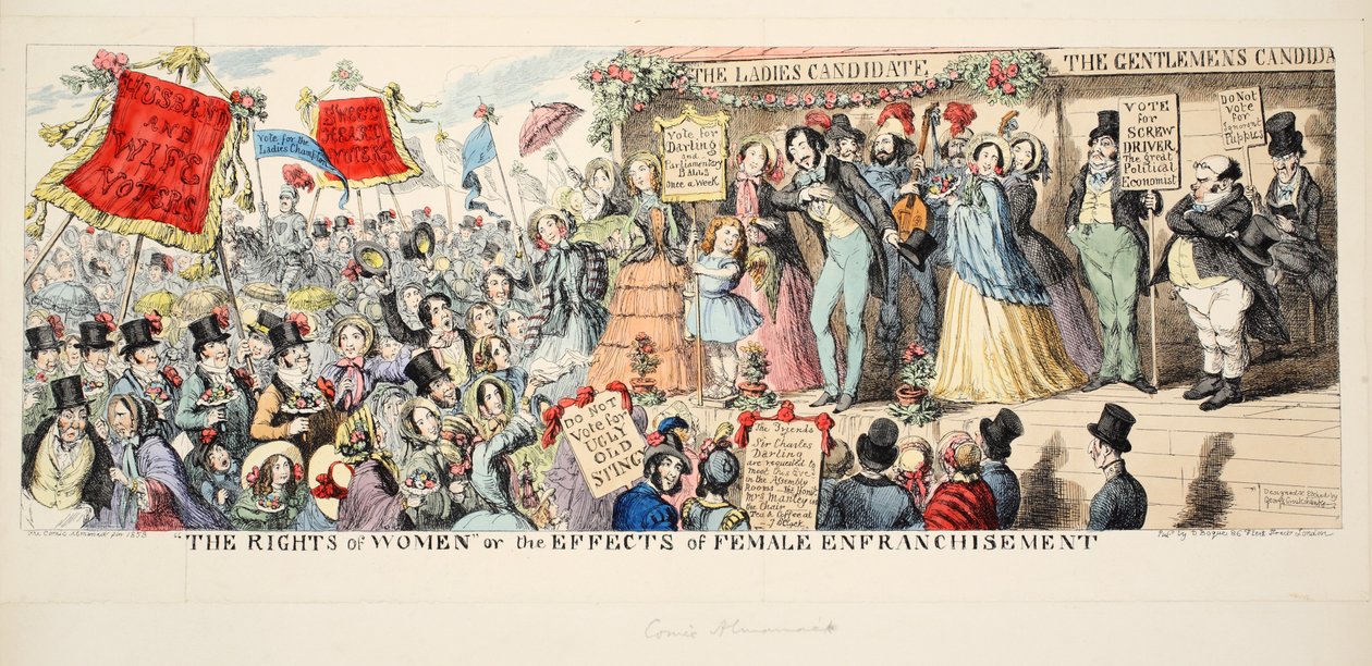 Los derechos de las mujeres, o los efectos del sufragio femenino, pub. 1853 de George Cruikshank