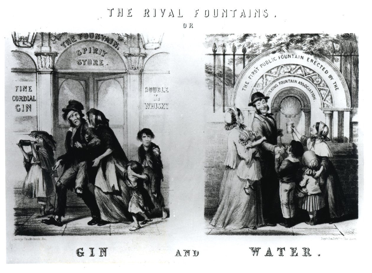 Las Fuentes Rivales o Ginebra y Agua de George Cruikshank