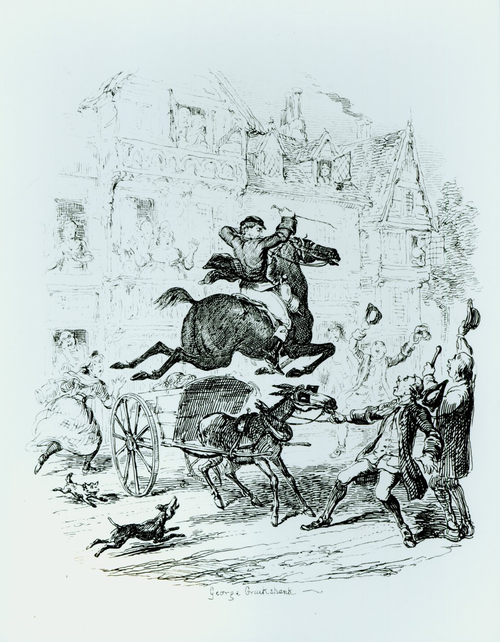 La huida de Turpin (1705-39) a través de Edmonton de George Cruikshank