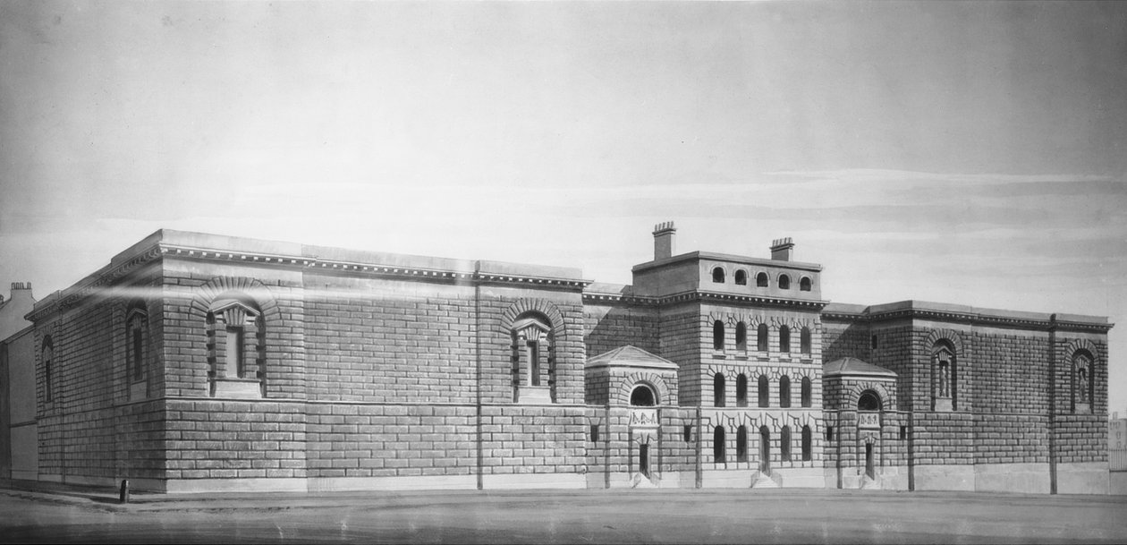 Prisión de Newgate: Elevación, dibujo de George Dance