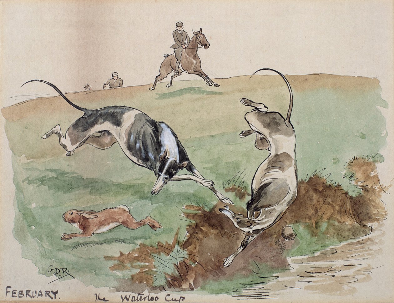 El mes de febrero: Caza con galgos de George Derville Rowlandson