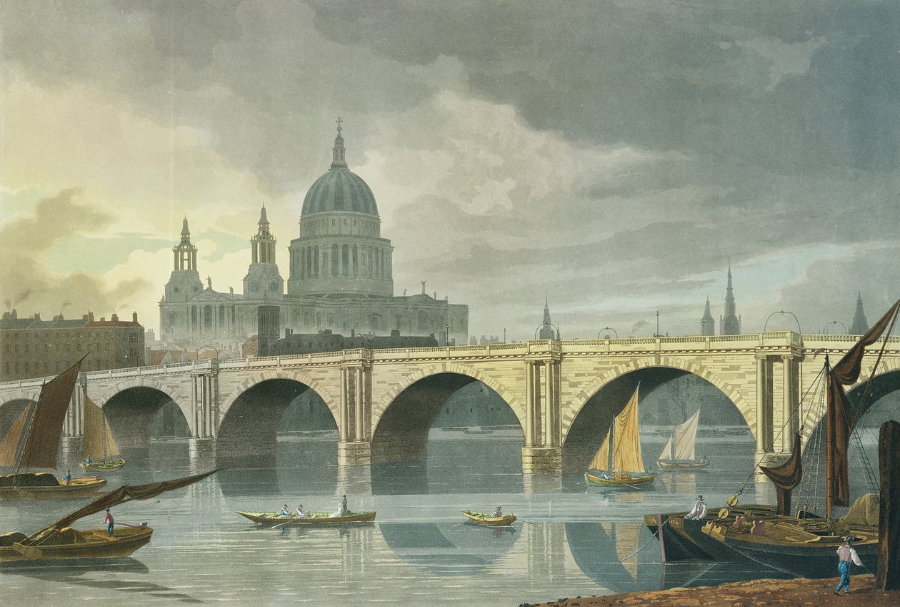 Vista suroeste de la Catedral de San Pablo y el Puente de Blackfriars, 1810 de George Fennel Robson