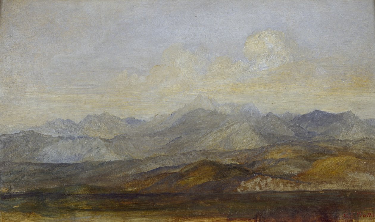 Las montañas de Carrara desde Pisa de George Frederick Watts
