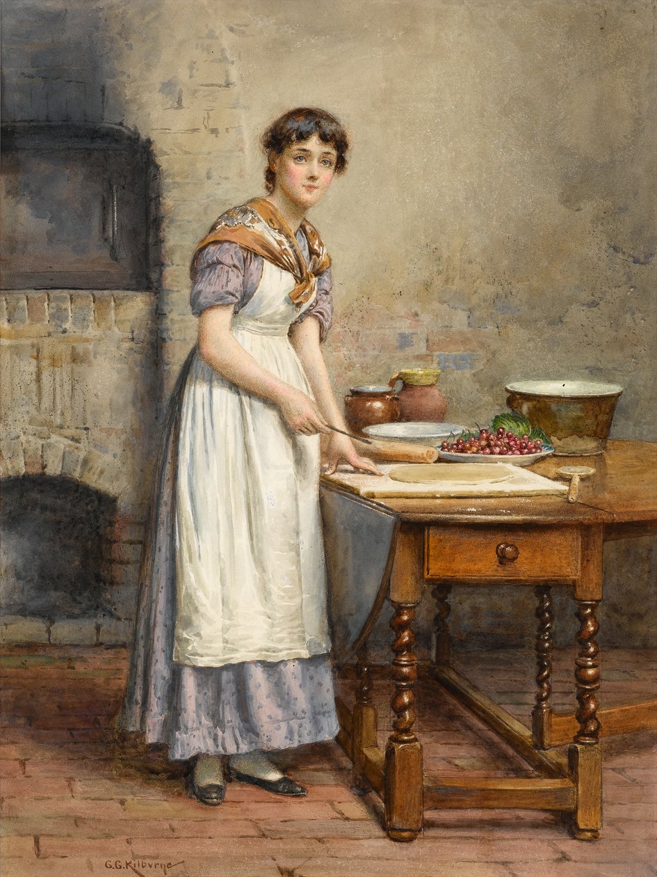 Haciendo una tarta de cerezas de George Goodwin Kilburne