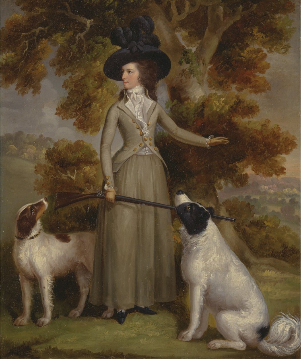 La condesa de Effingham con escopeta y perros de caza de George Haugh
