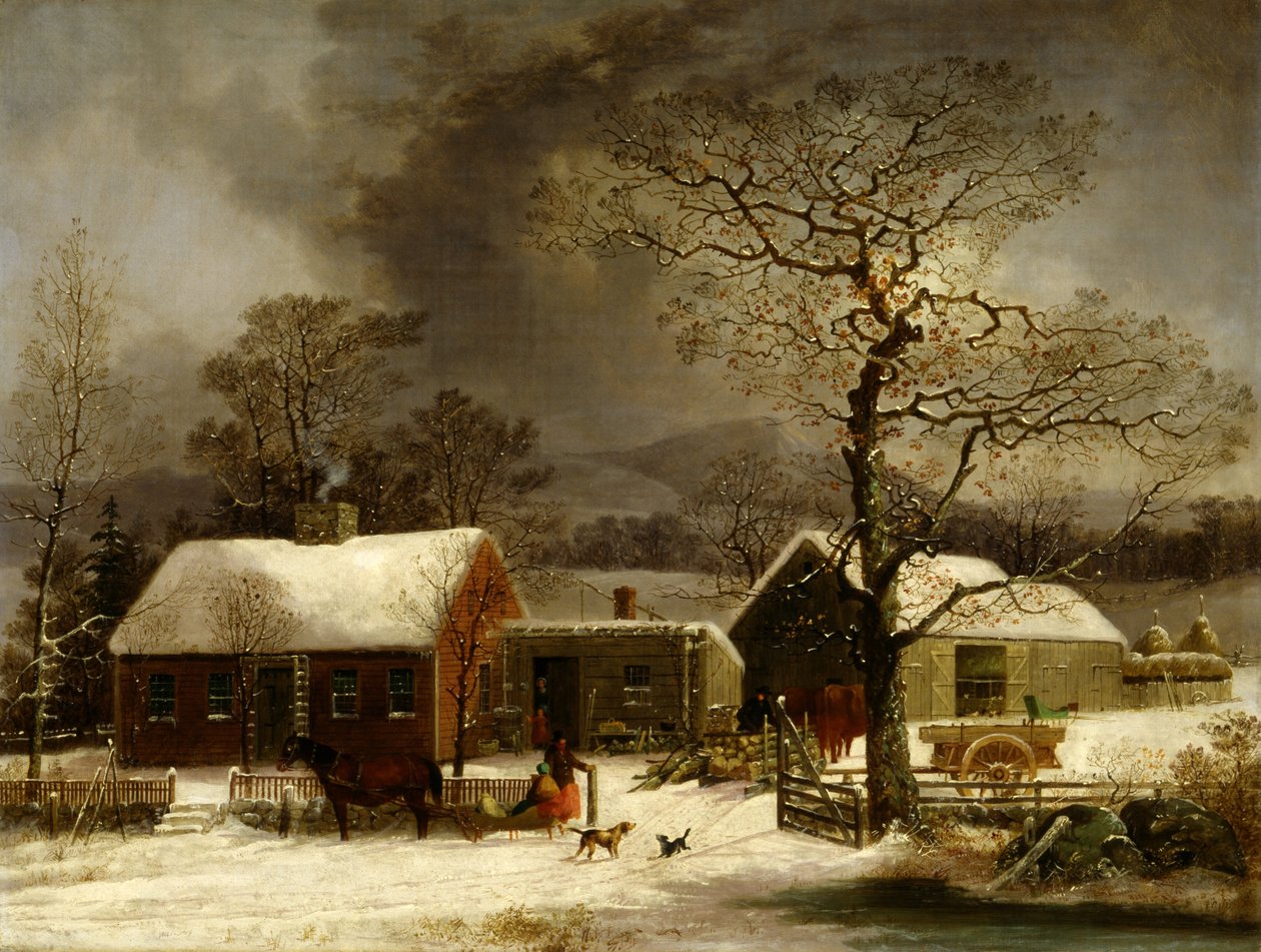 Escena de invierno en New Haven, Connecticut de George Henry Durrie