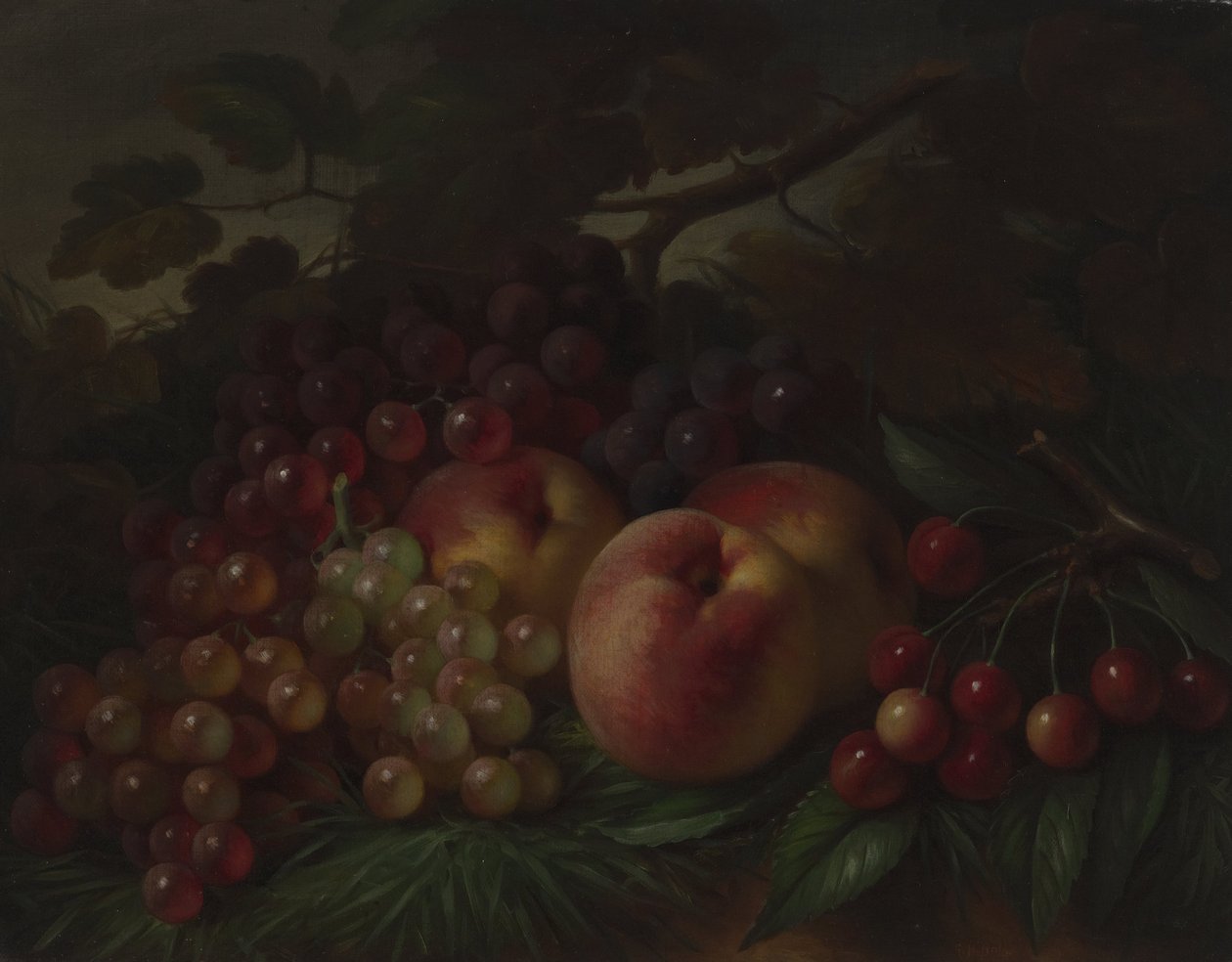 Duraznos, uvas y cerezas de George Henry Hall