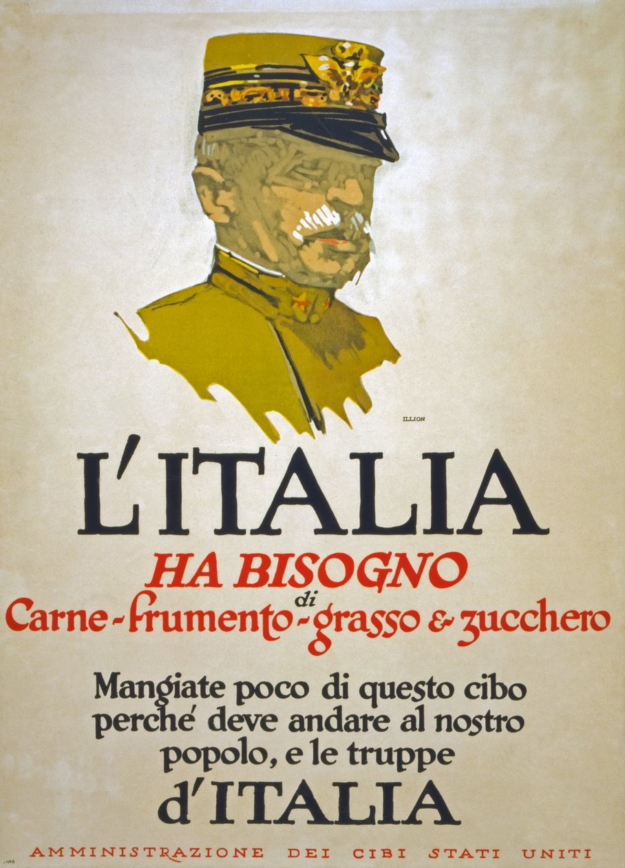 Italia necesita carne, trigo, grasa y azúcar, 1917 de George Illian