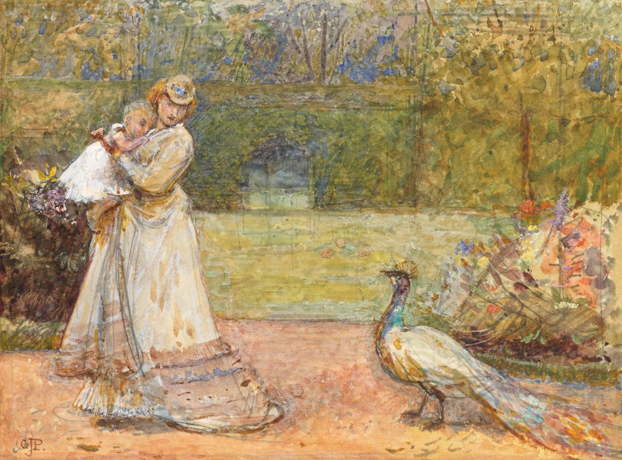 Dama y un Pavo Real de George John Pinwell