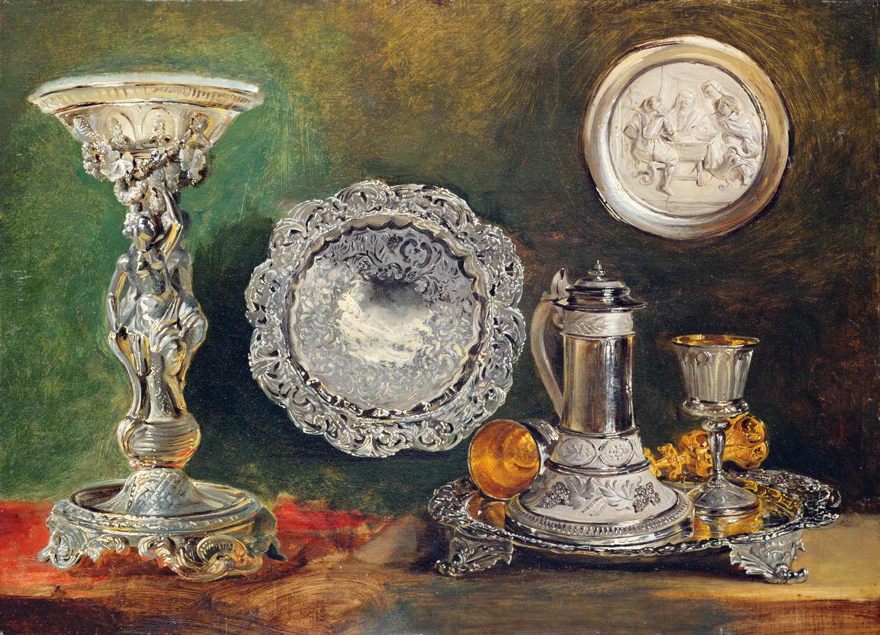 Naturaleza muerta de plata, c.1833 de George Lance