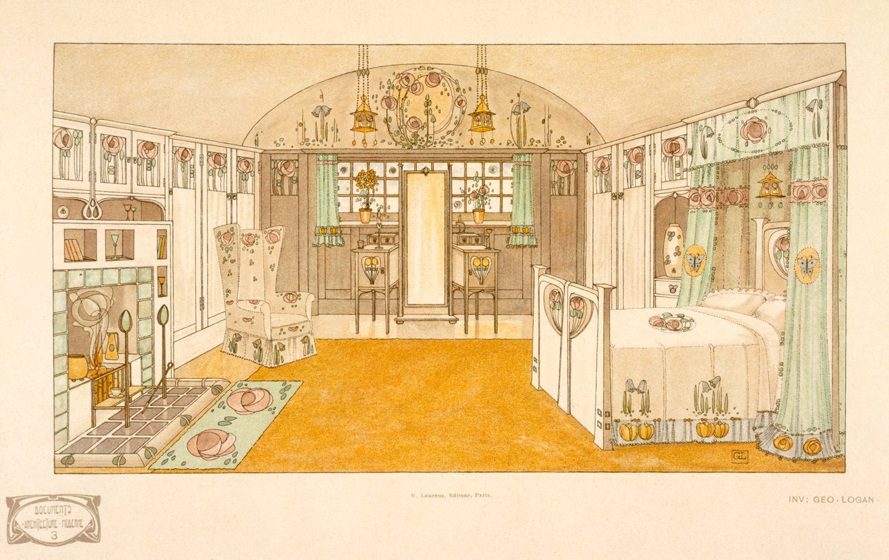 Dormitorio, Logan George (1866-1939), libro de patrones Documents Moderne, 1904 de George Logan