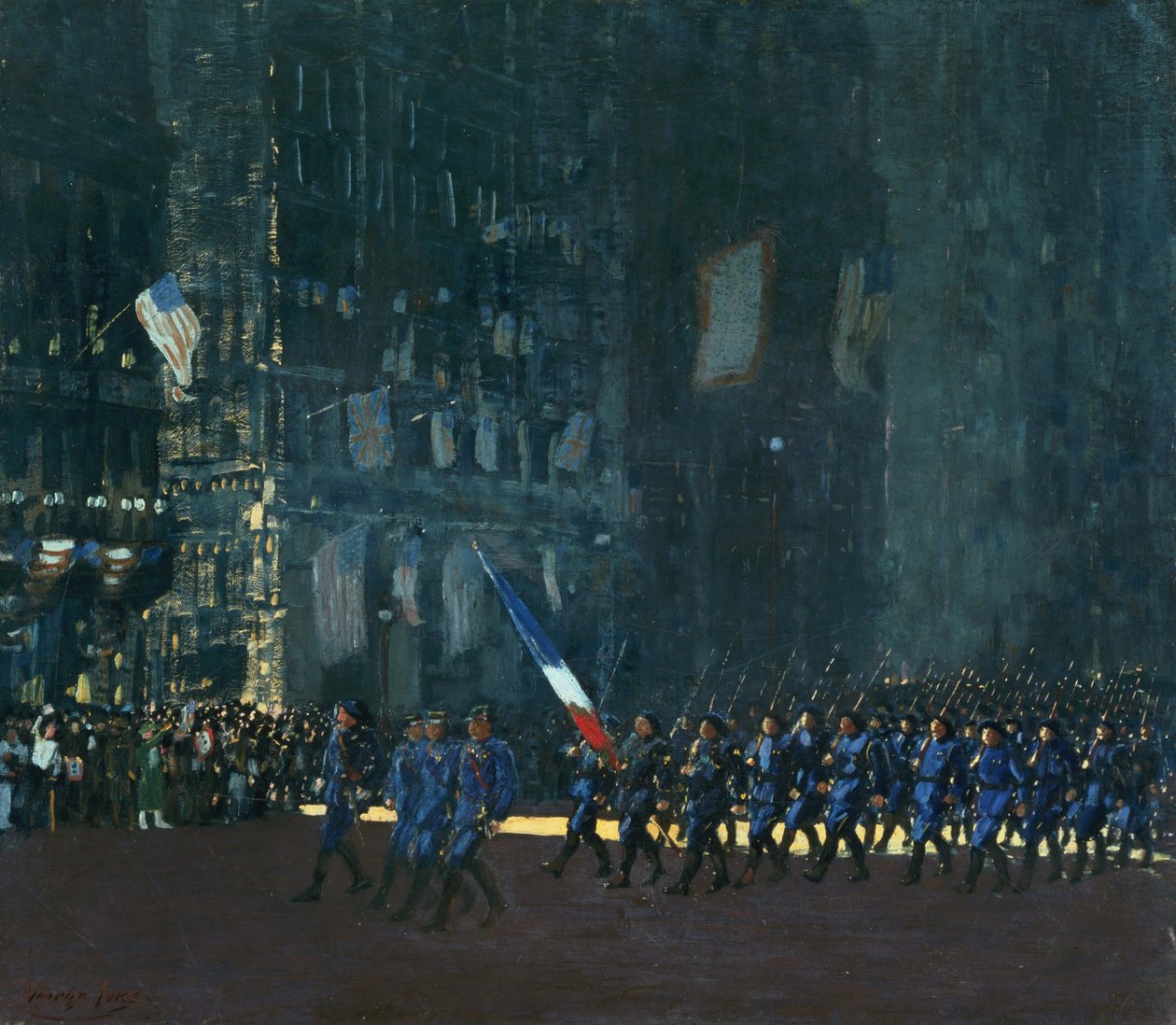 Diablos azules en la Quinta Avenida de George Luks