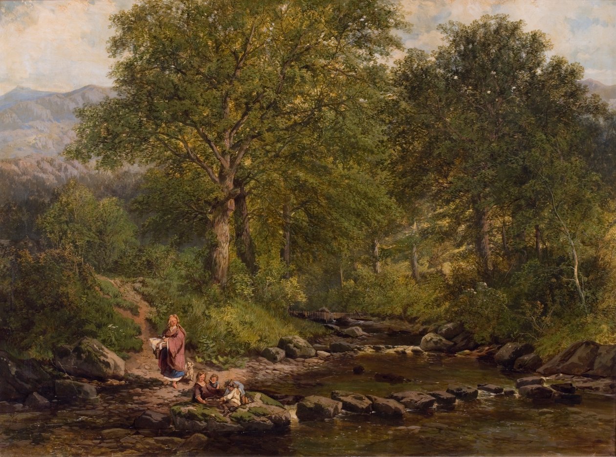 Piedras de Paso en el Río Rothay, bajo Loughrigg, 1857 de George W. Pettit