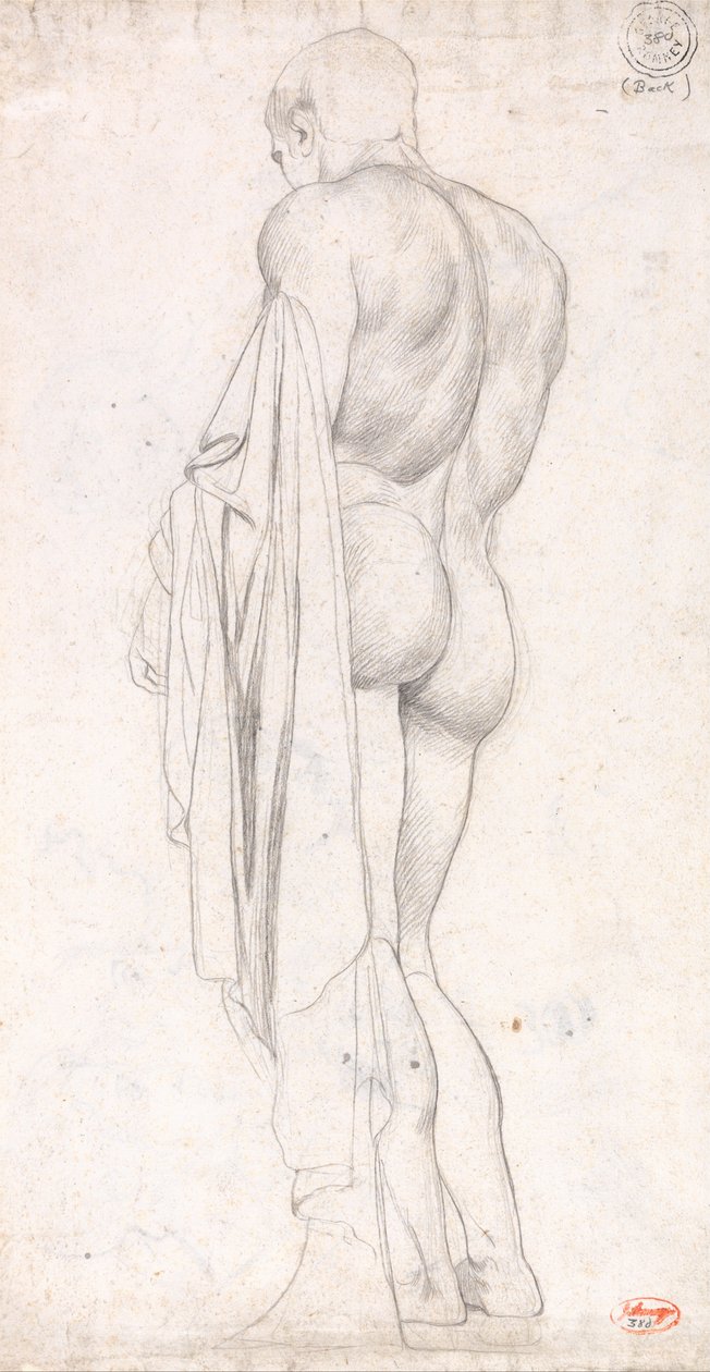 Vista trasera de una figura masculina clásica de pie de George Romney