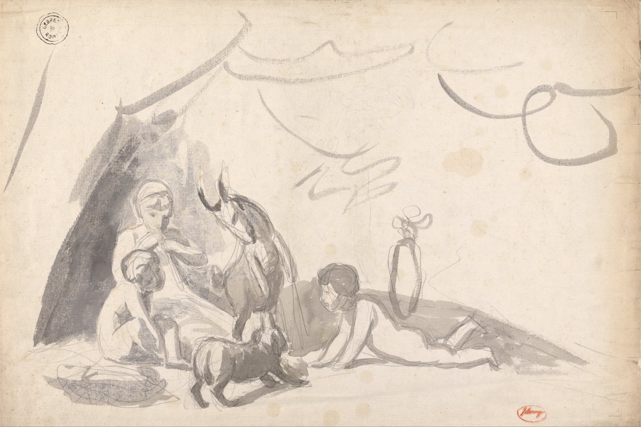 Niños con una cabra y un perro de George Romney
