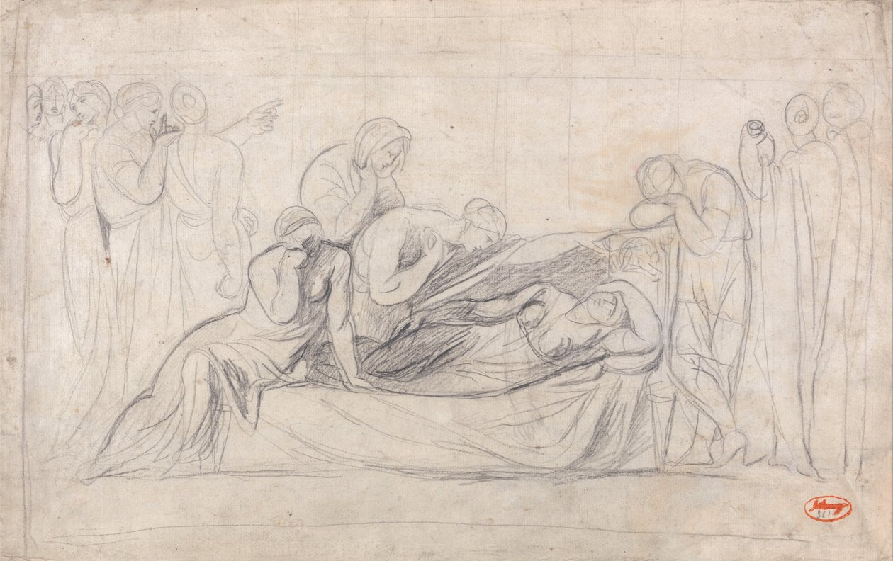 Figuras Llorando en el Féretro de una Mujer de George Romney