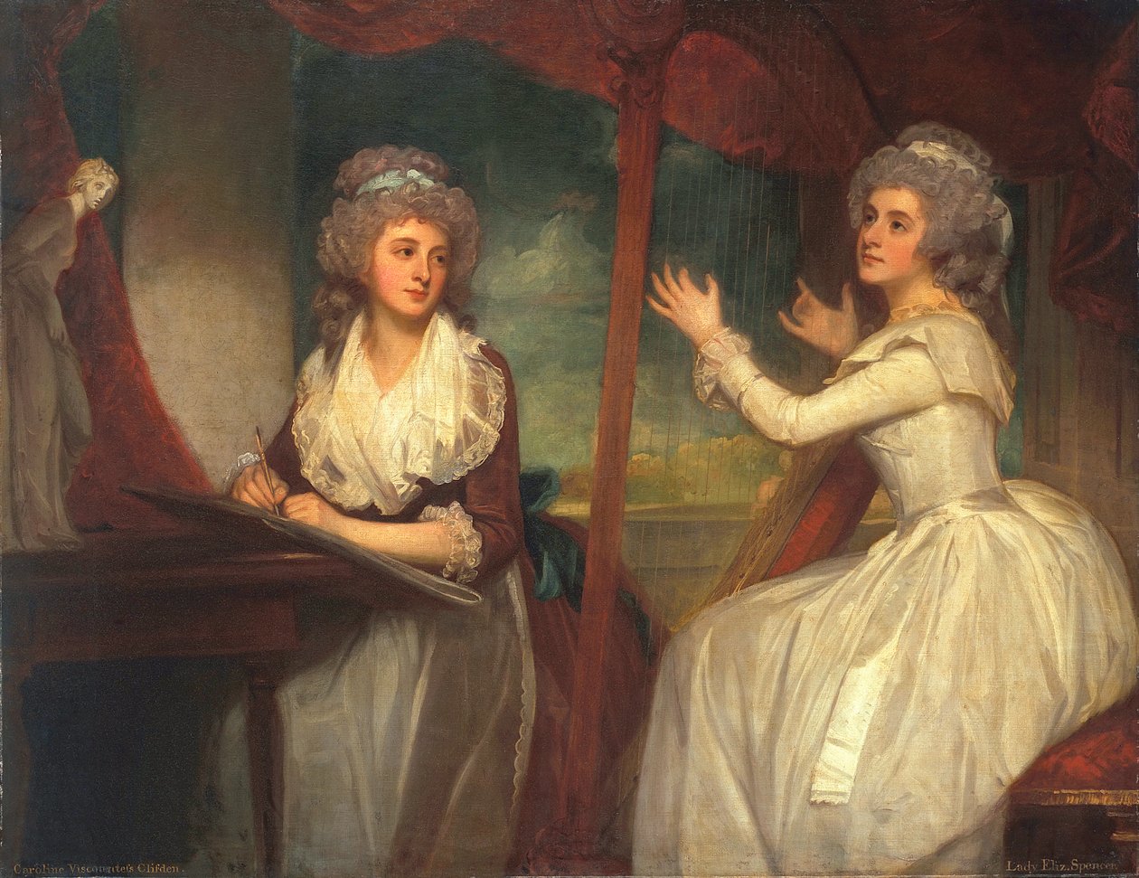 Lady Caroline Spencer, luego Vizcondesa Clifden, y su hermana, Lady Elizabeth Spencer, 1786-92 de George Romney