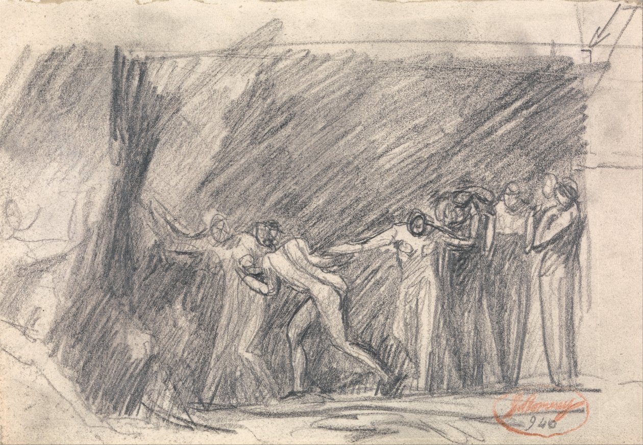 MacBeth en la cueva de las brujas: segunda visita, o Canidia y el joven, o La apertura del arca de George Romney