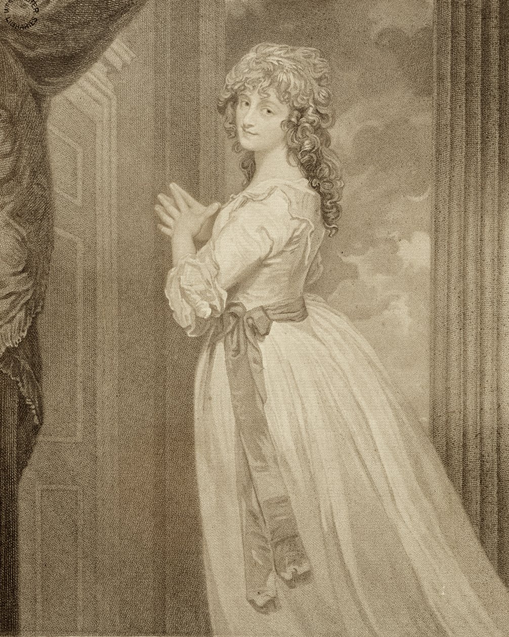 La Sra. Jordan en el Personaje de la Chica del Campo, grabado por Francesco Bartolozzi (1727-1815) de George Romney