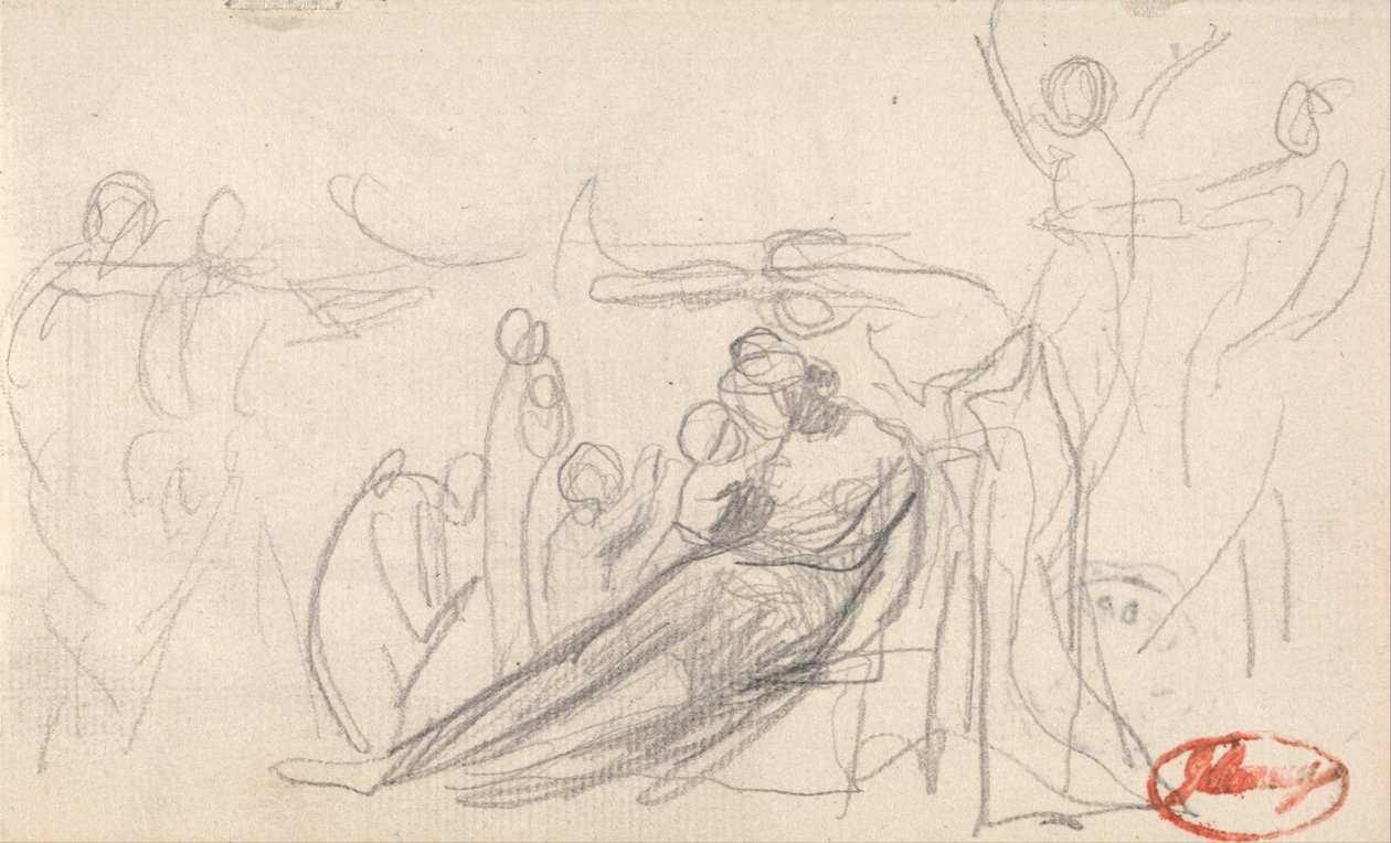 Figura reclinada con niños y otras figuras de George Romney