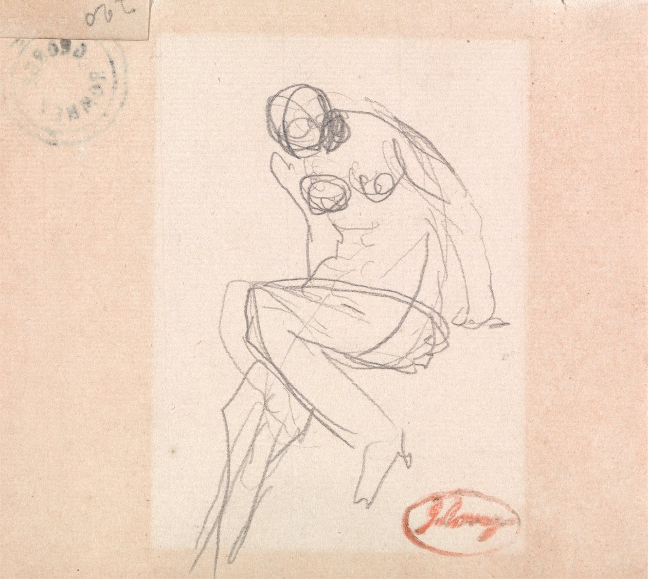 Desnudo femenino sentado, probablemente para de George Romney