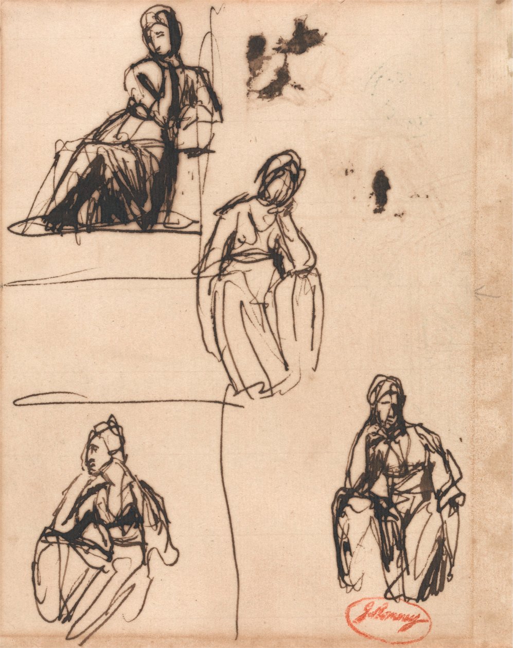 Mujer sentada y medio arrodillada de George Romney